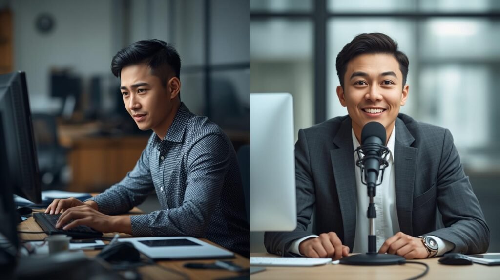 Voice-first AI compared to traditional typing workflows in business