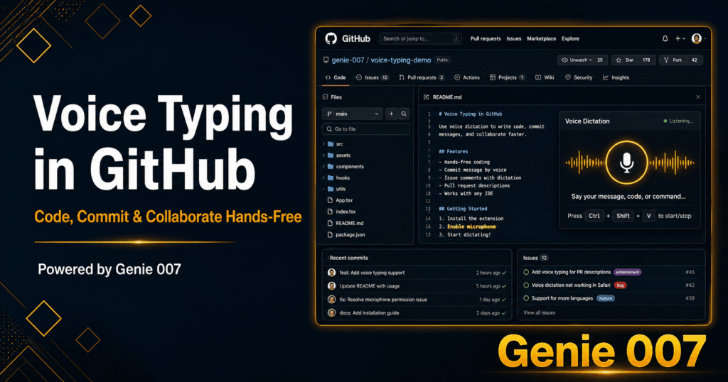 GitHub Voice Typing: Dictate Issues, PRs and Code Reviews