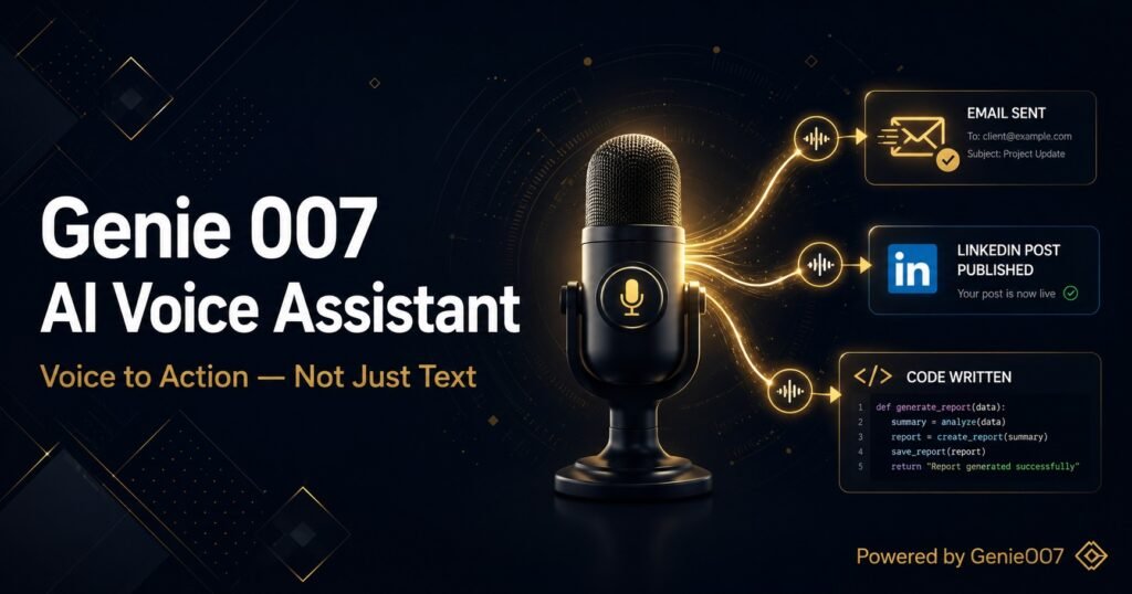 Genie 007 AI voice assistant voice to action 2026