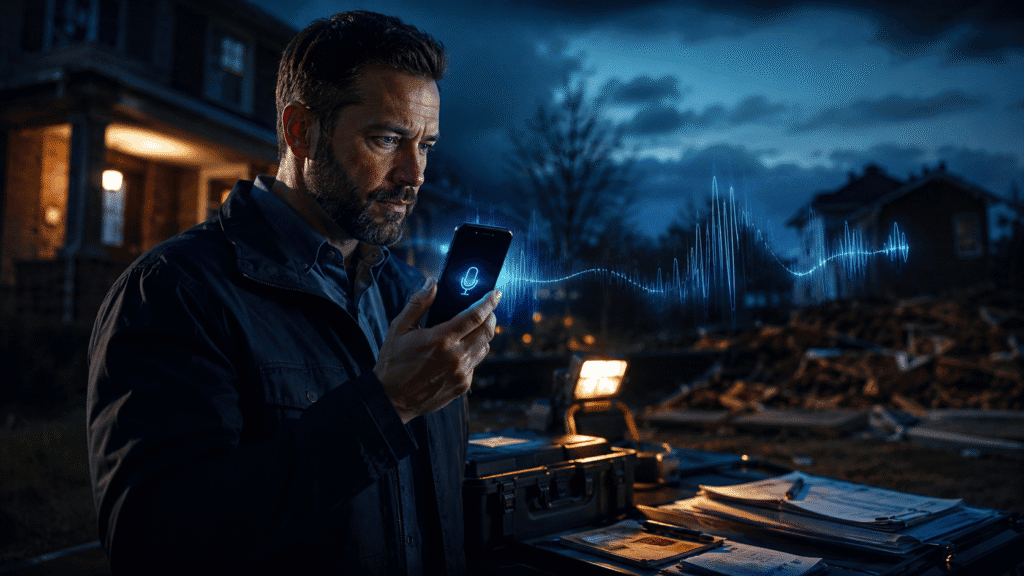 dictation software for insurance adjusters – voice dictation on a smartphone at a claim site