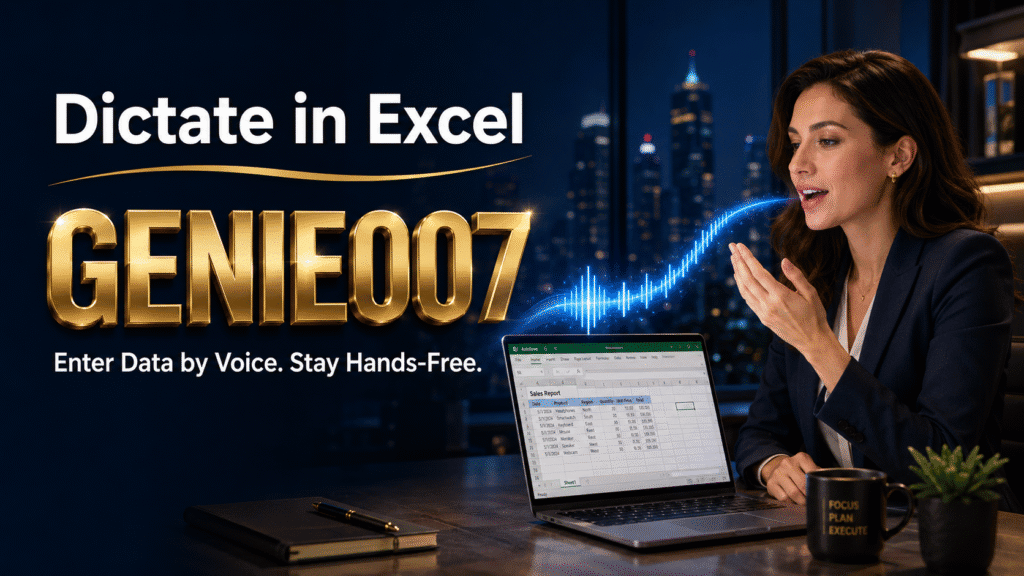 How to dictate in Excel — microphone beside a keyboard ready for voice cell entry