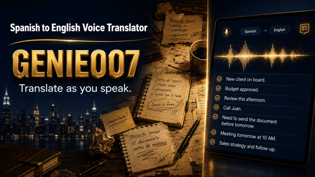 Spanish to English Voice Translator App – Genie 007