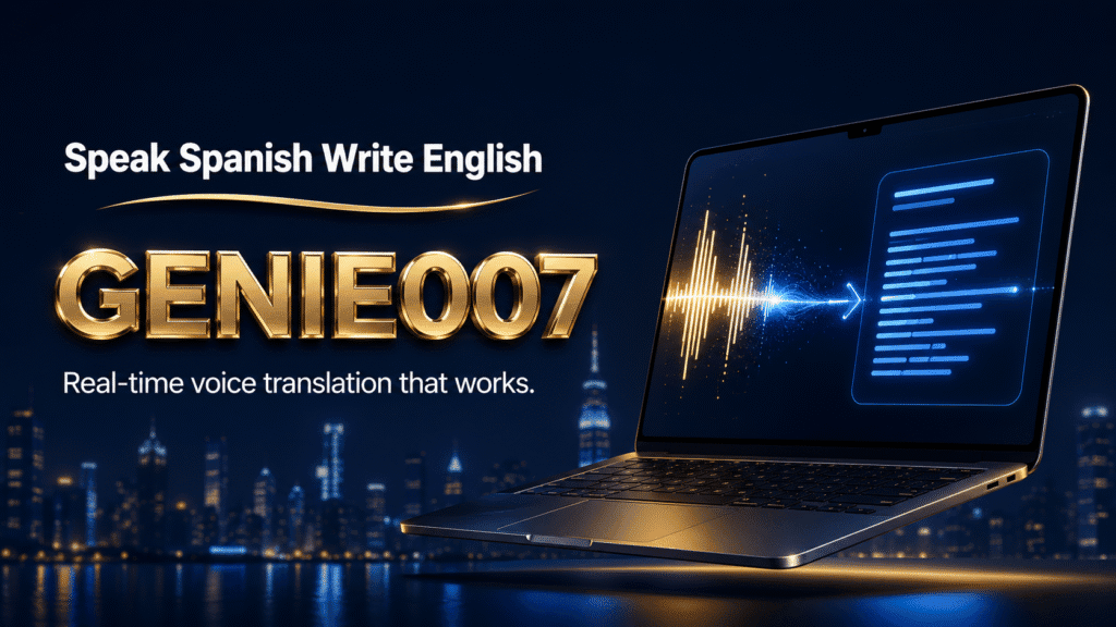 Speak Spanish Write English – Genie 007 real-time voice translation