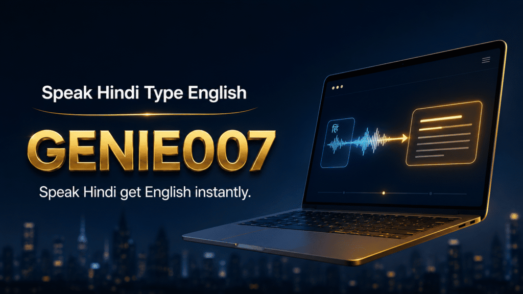 Speak Hindi type English with Genie 007 voice typing