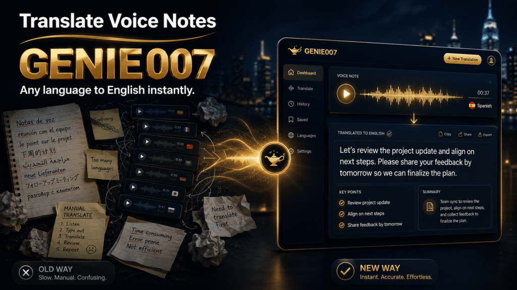 Translate voice notes to English with Genie 007
