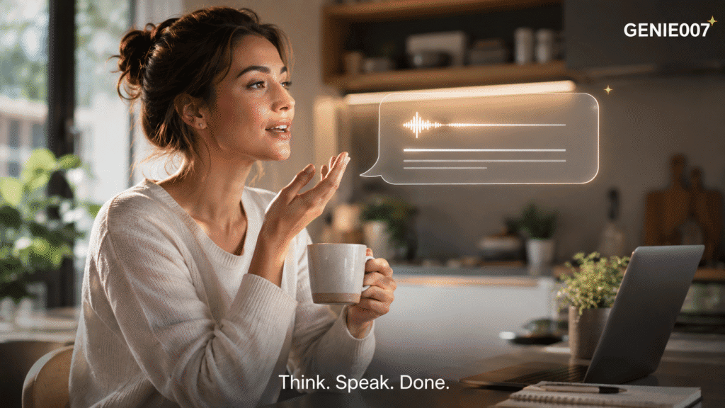 Genie 007 converts voice notes to text automatically