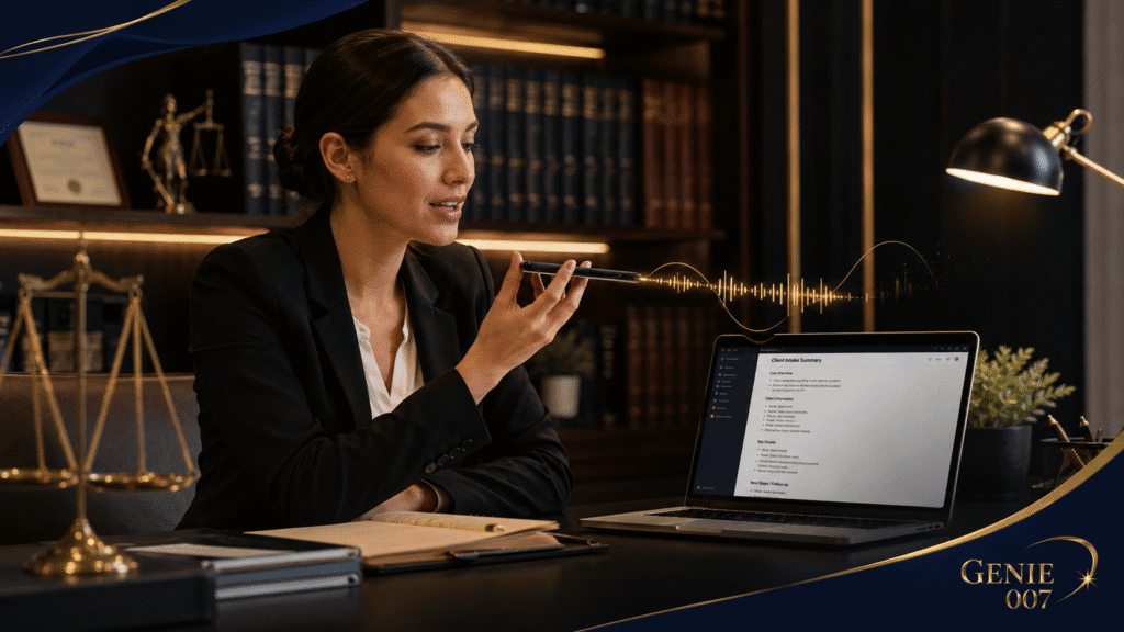Voice typing for legal assistants with Genie 007 faster case notes and client intake