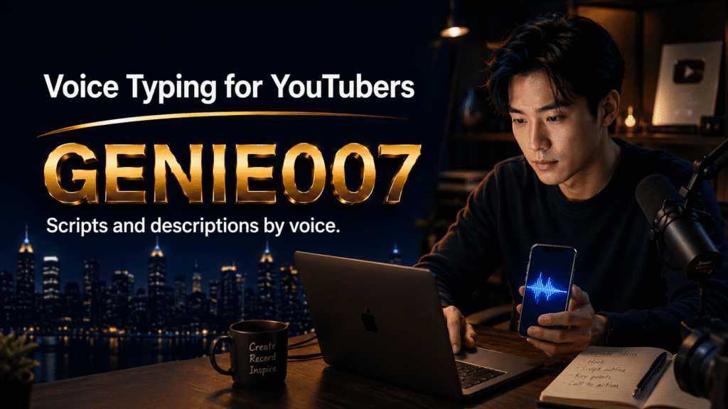 Voice typing for YouTubers using Genie 007 AI voice assistant