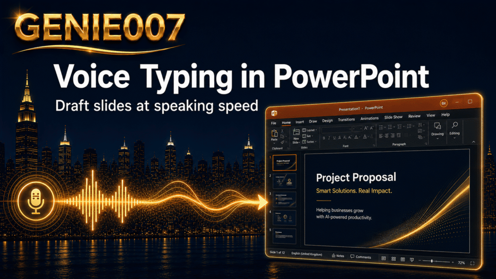 Voice typing in PowerPoint — draft slides at speaking speed with Genie 007