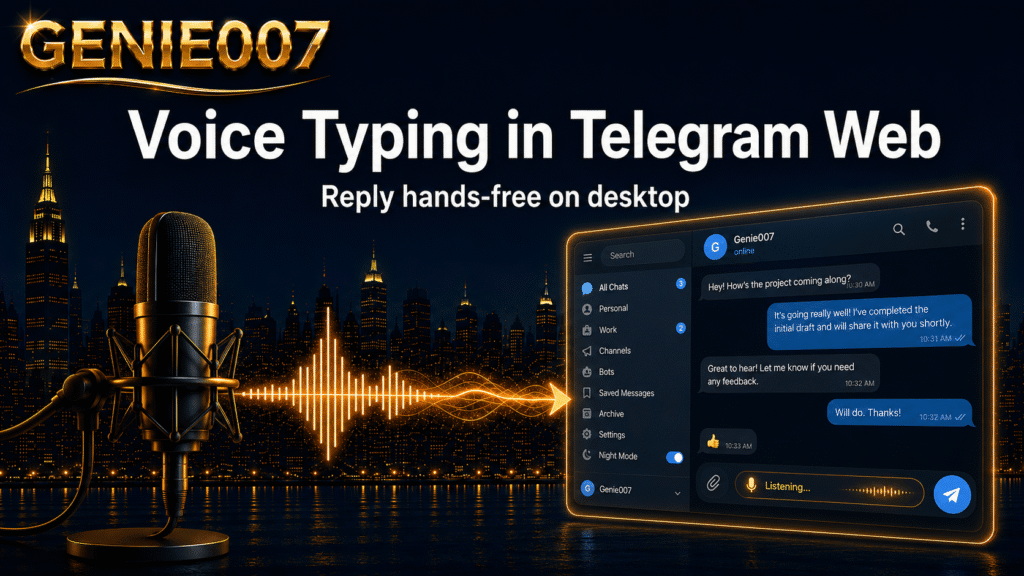 Voice typing in Telegram Web — reply hands-free on desktop with Genie 007
