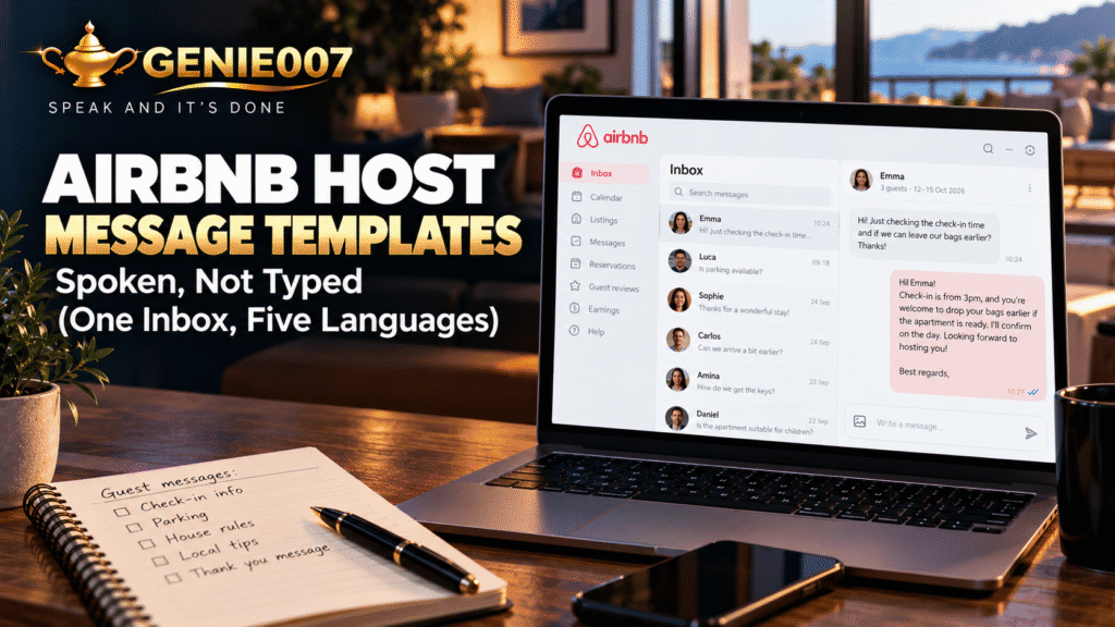 Airbnb Host Message Templates — Spoken, Not Typed (One Inbox, Five Languages)