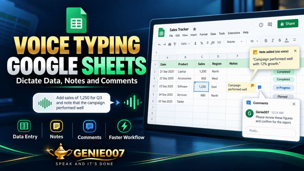 Voice Typing Google Sheets: Dictate Data, Notes and Comments