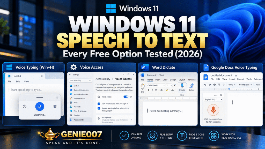 Windows 11 Speech to Text: Every Free Option Tested (2026)