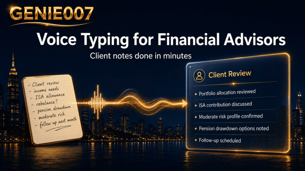 Voice typing for financial advisors — client notes done in minutes with Genie 007