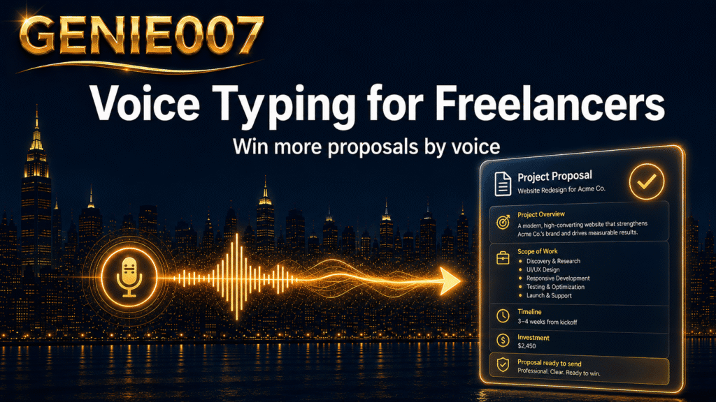 Voice typing for freelancers — win more proposals by voice with Genie 007