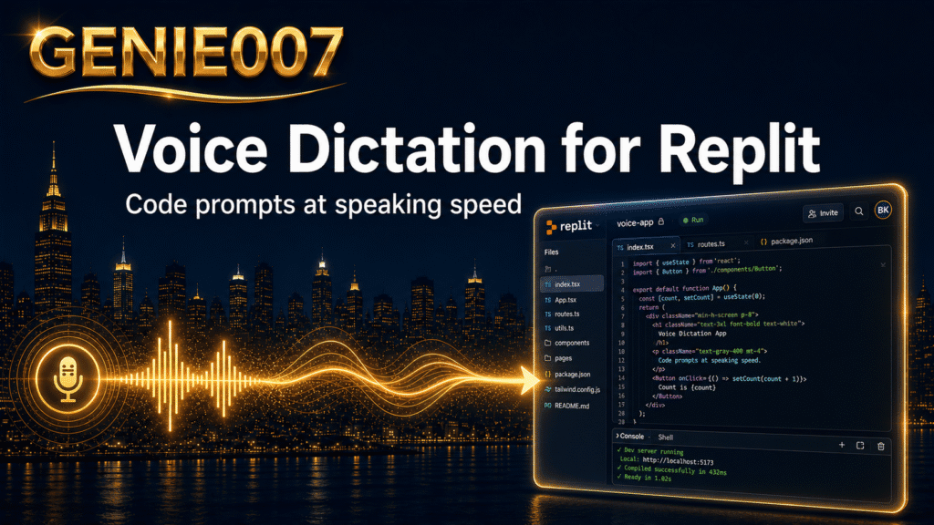 Voice dictation for Replit — code prompts at speaking speed with Genie 007